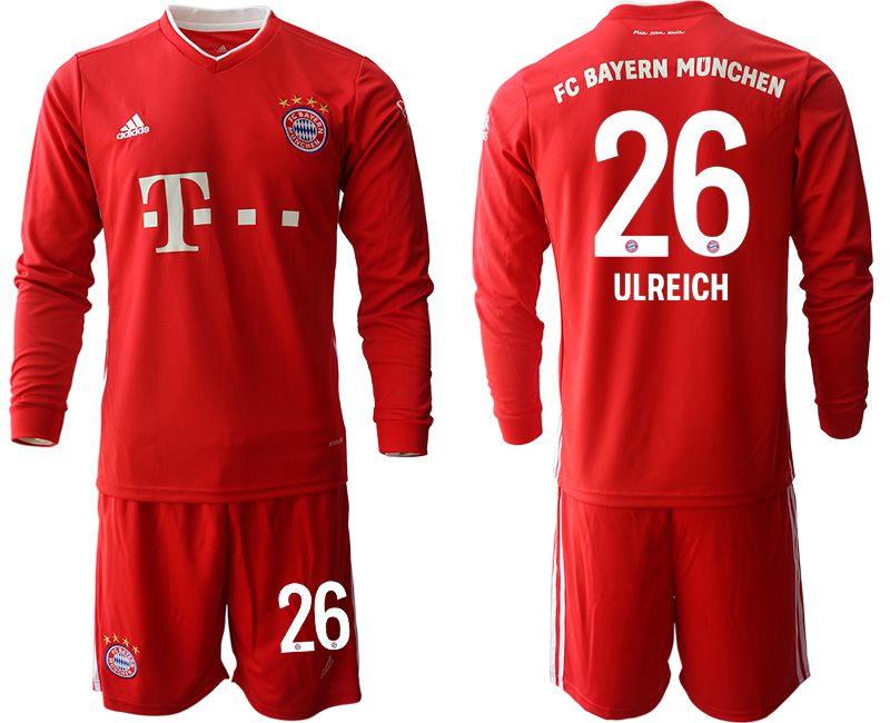 Men 2020-2021 club Bayern Munich home long sleeves #26 red Soccer Jerseys